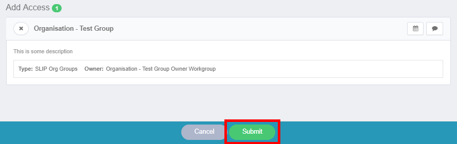 The Submit button at the end of the Review screen.