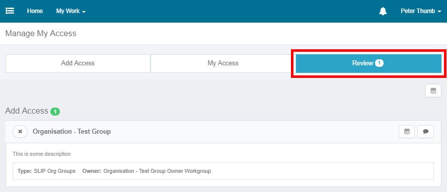 One user group waiting to be added on the Review screen.